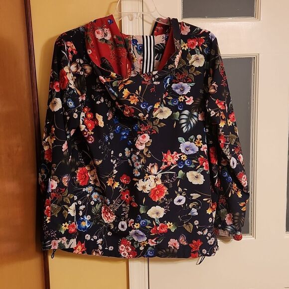 Johnny Was Live Flower Print Reversible Jacket w/ Hood Size S - Picture 15 of 16